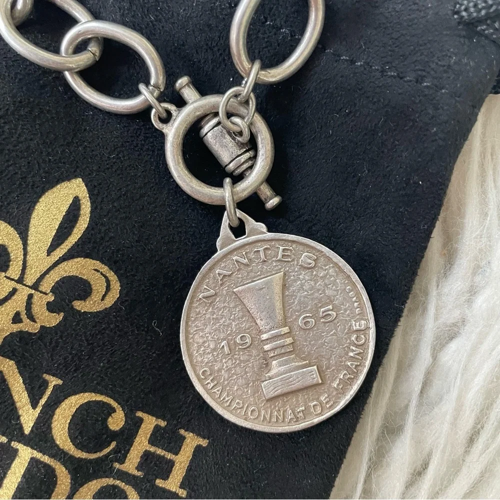 French Kande Rennes Silver Nantes Championnat Coup De France 1965 Coin Necklace - Picture 6 of 9